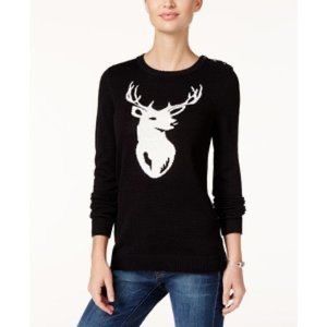 Charter Club Reindeer Sweater Black SP